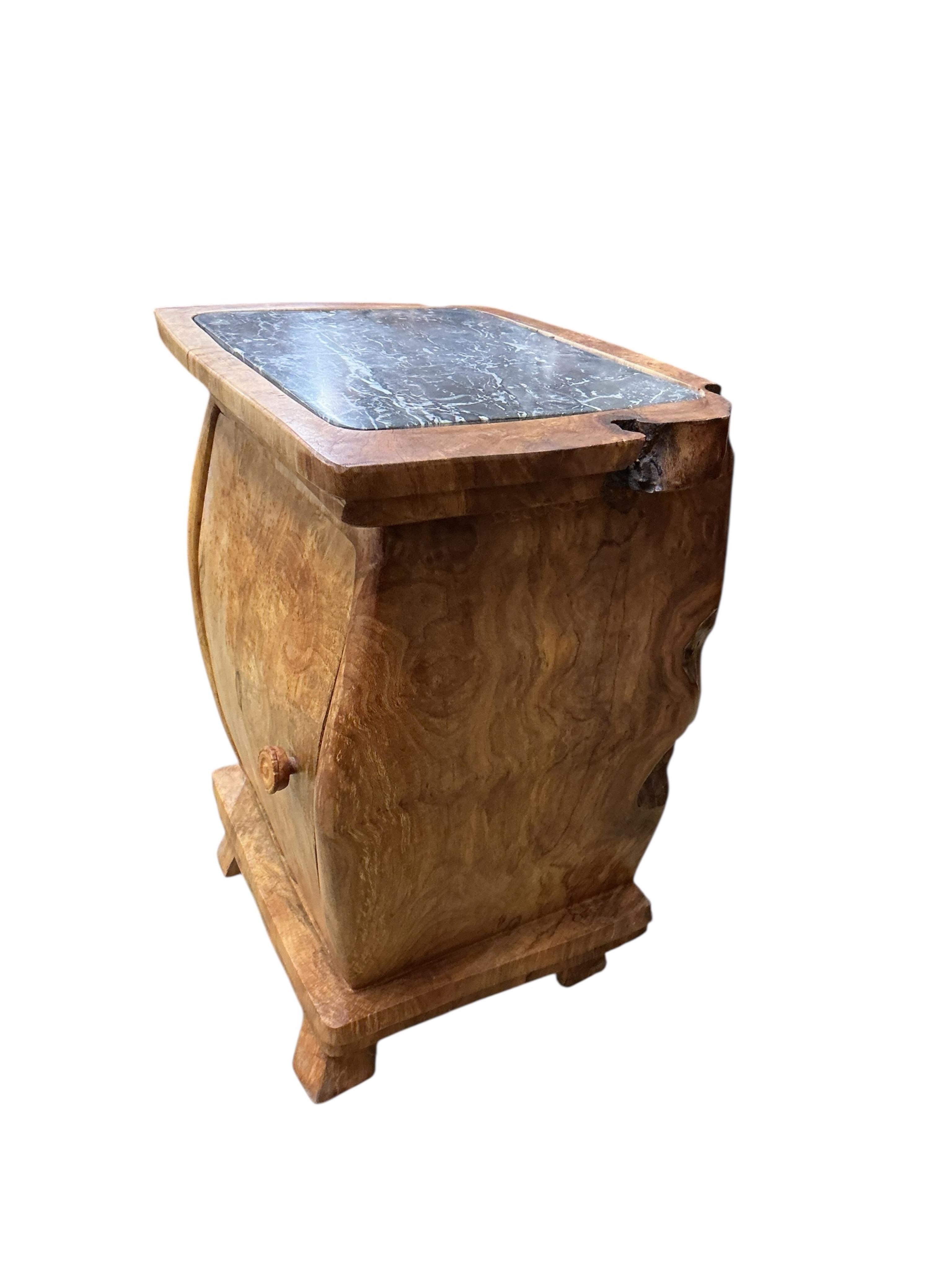 Pierre Decorse (b.1953), a naturalistically modelled side cabinet with inset marble top, width 60cm, depth 40cm, height 68cm